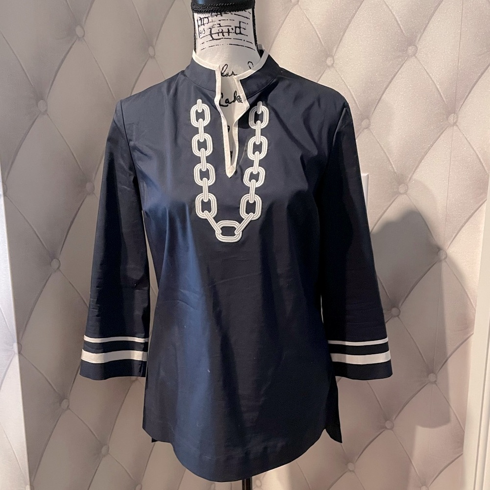 Brooks Brothers Tunic. Navy blue and white